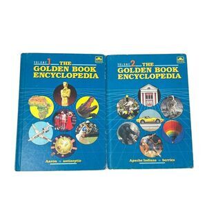 The Golden Book Encyclopedia Vol 1&2 Illustrated Colored Hardcover Vintage Books